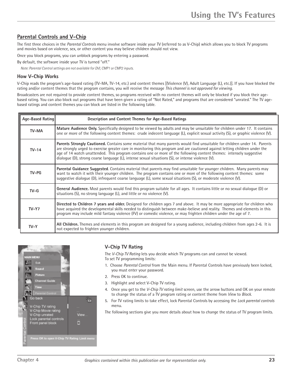 Using the tv’s features | RCA Scenium D61W135D User Manual | Page 25 / 48