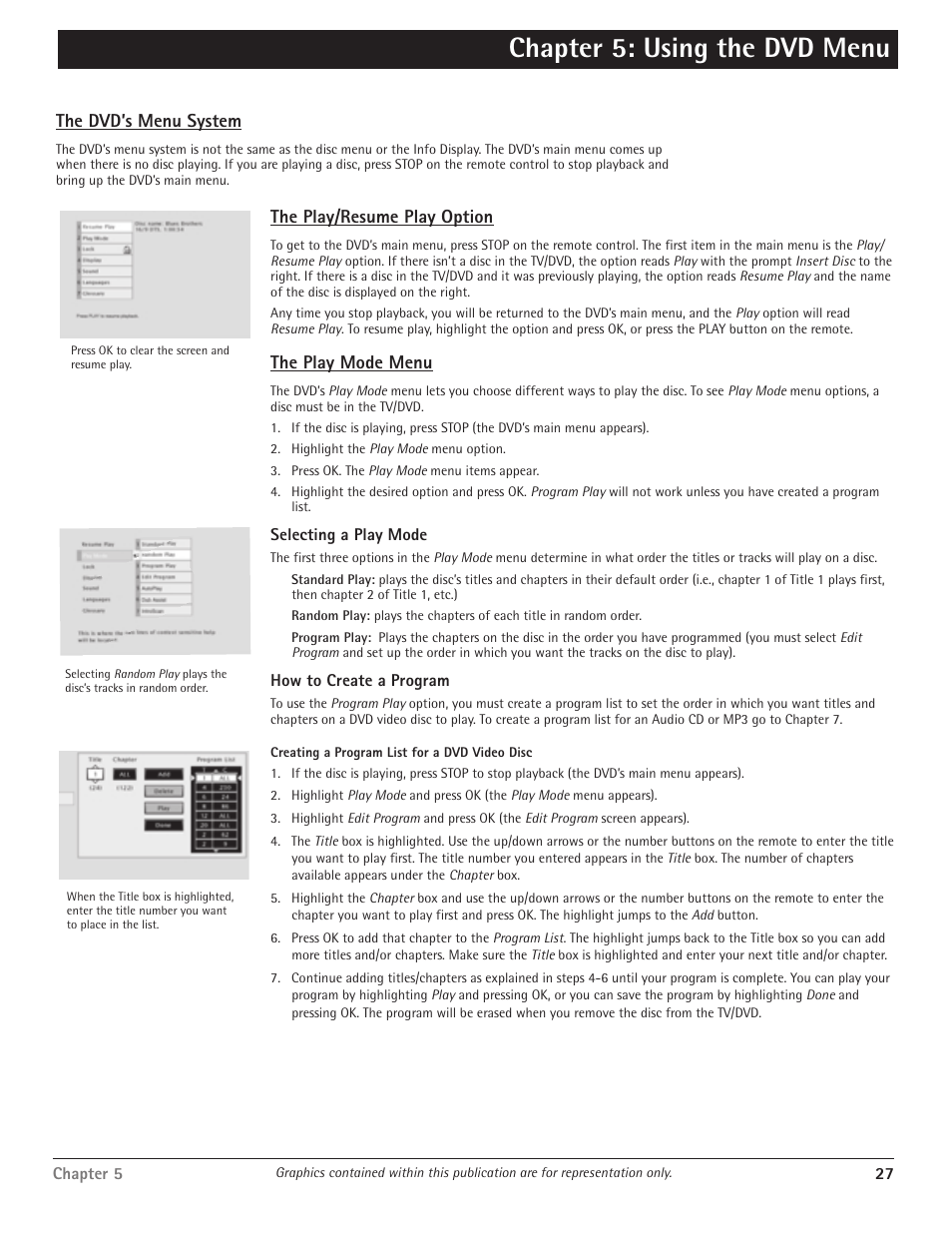 Chapter 5: using the dvd menu | RCA Scenium D61W135D User Manual | Page 29 / 48