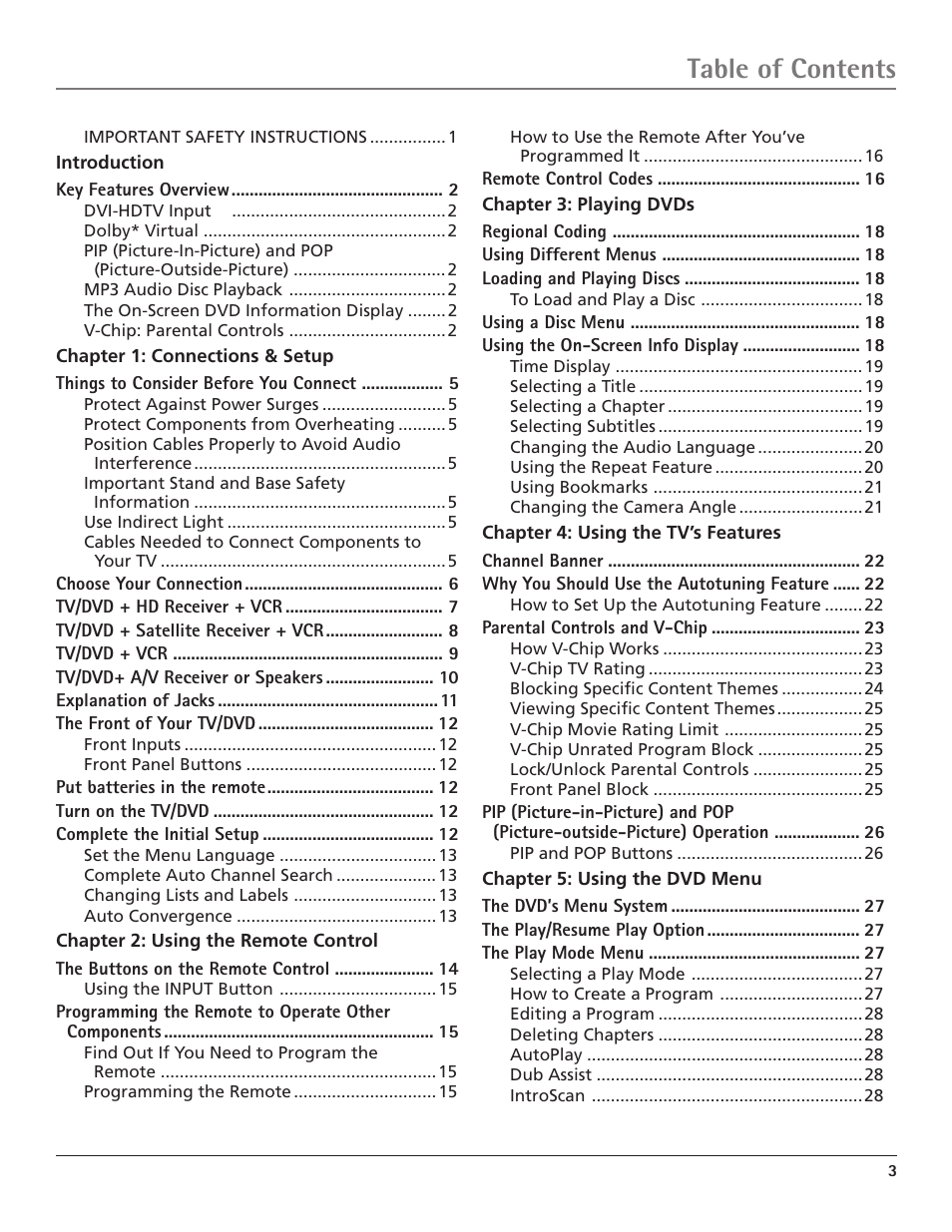 RCA Scenium D61W135D User Manual | Page 5 / 48