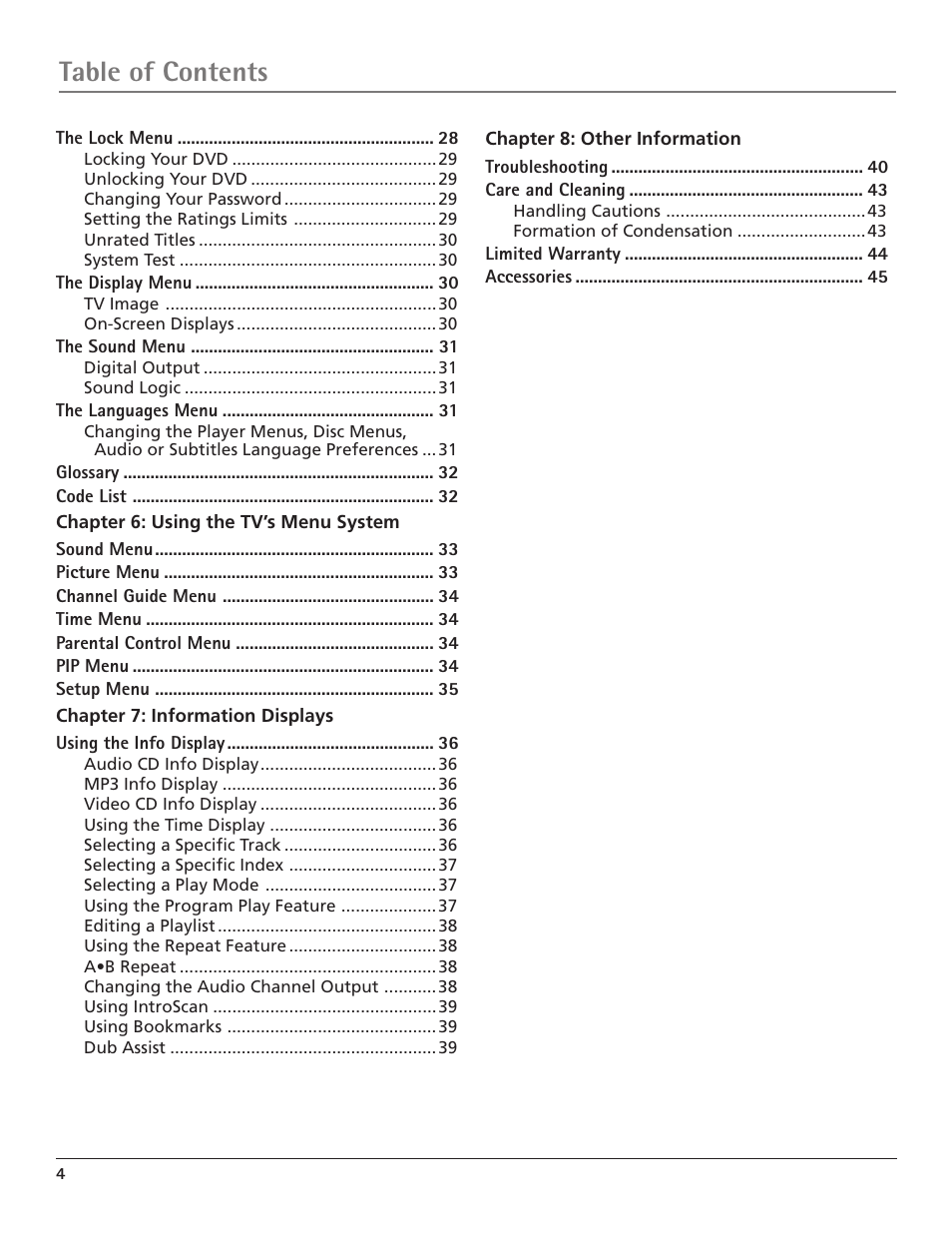 RCA Scenium D61W135D User Manual | Page 6 / 48