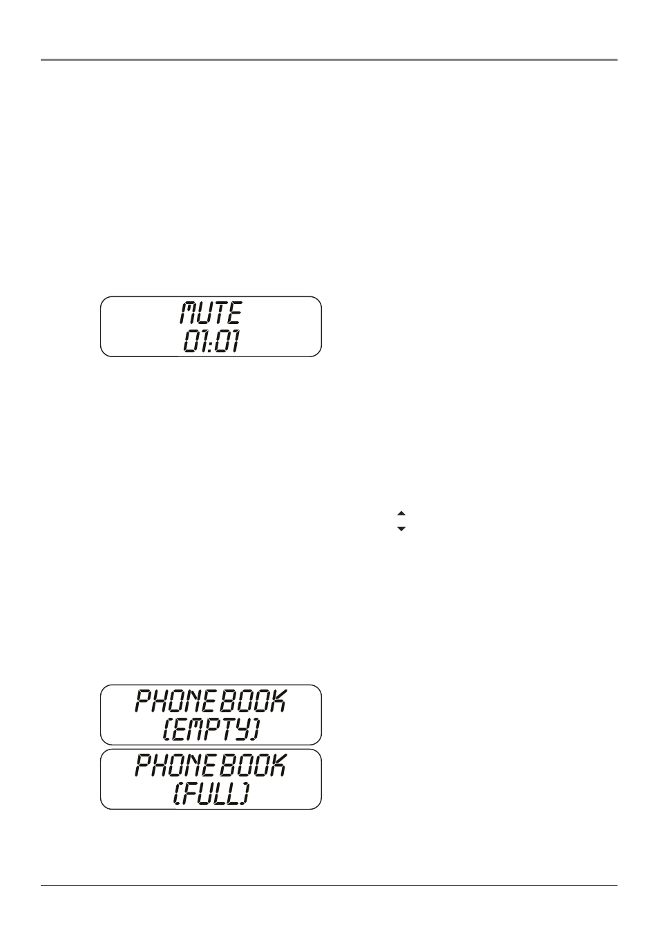 Phone book (empty), Mute 01:01 phone book (full) | RCA 25001 User Manual | Page 13 / 40