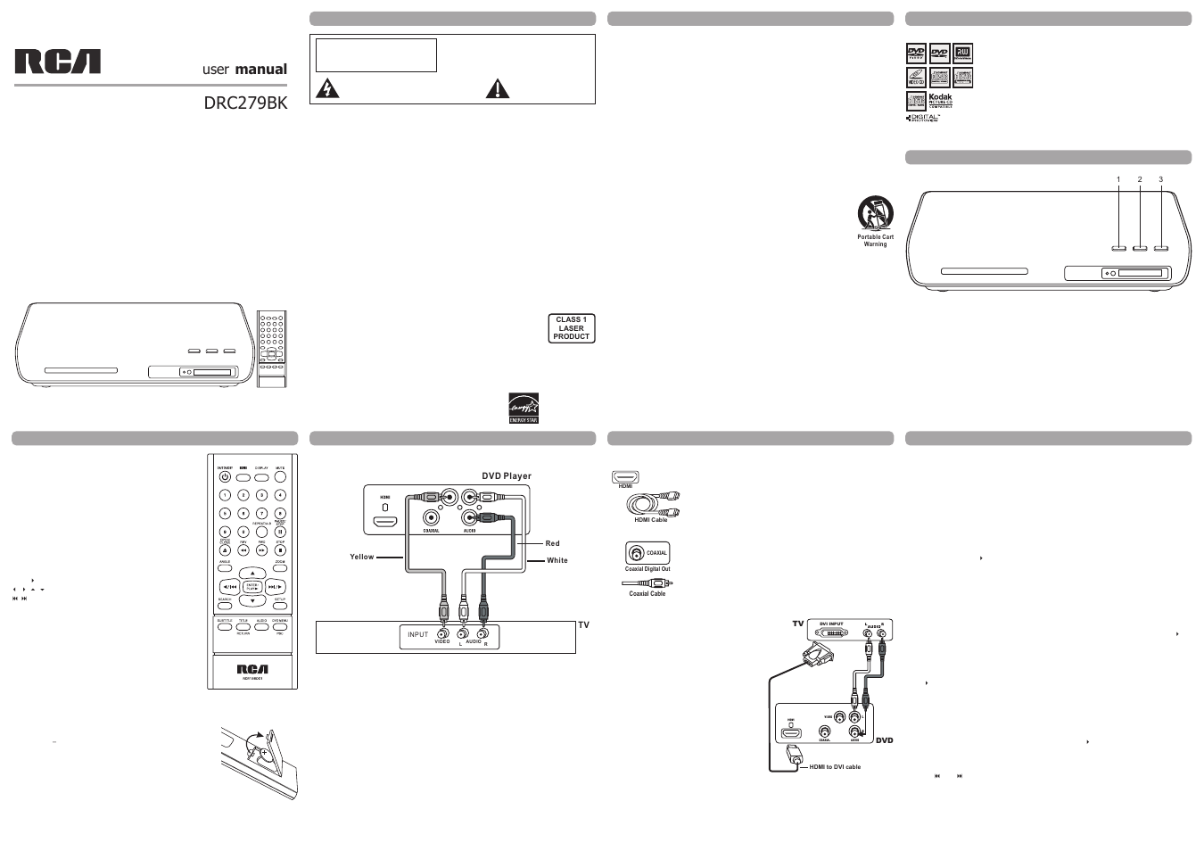 RCA DRC279BK User Manual | 2 pages