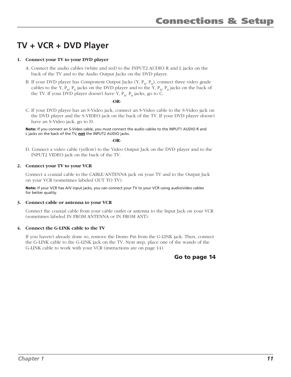 Connections & setup tv + vcr + dvd player | RCA F36TF720 User Manual | Page 13 / 64