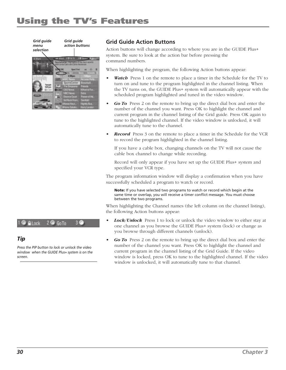 Using the tv’s features | RCA F36TF720 User Manual | Page 32 / 64