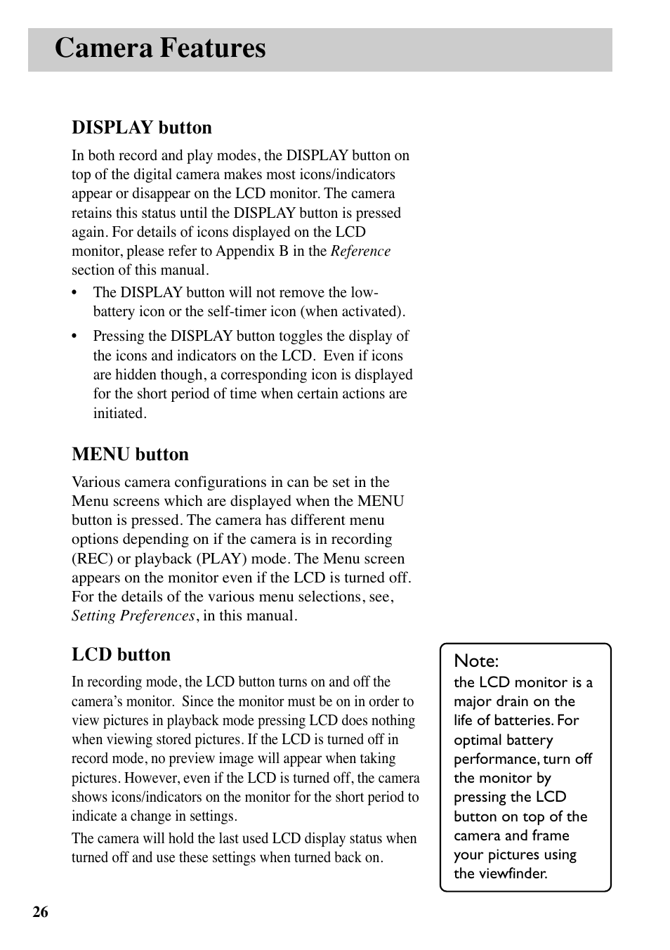 Camera features | RCA MACINTOSH CDS1000 User Manual | Page 30 / 50