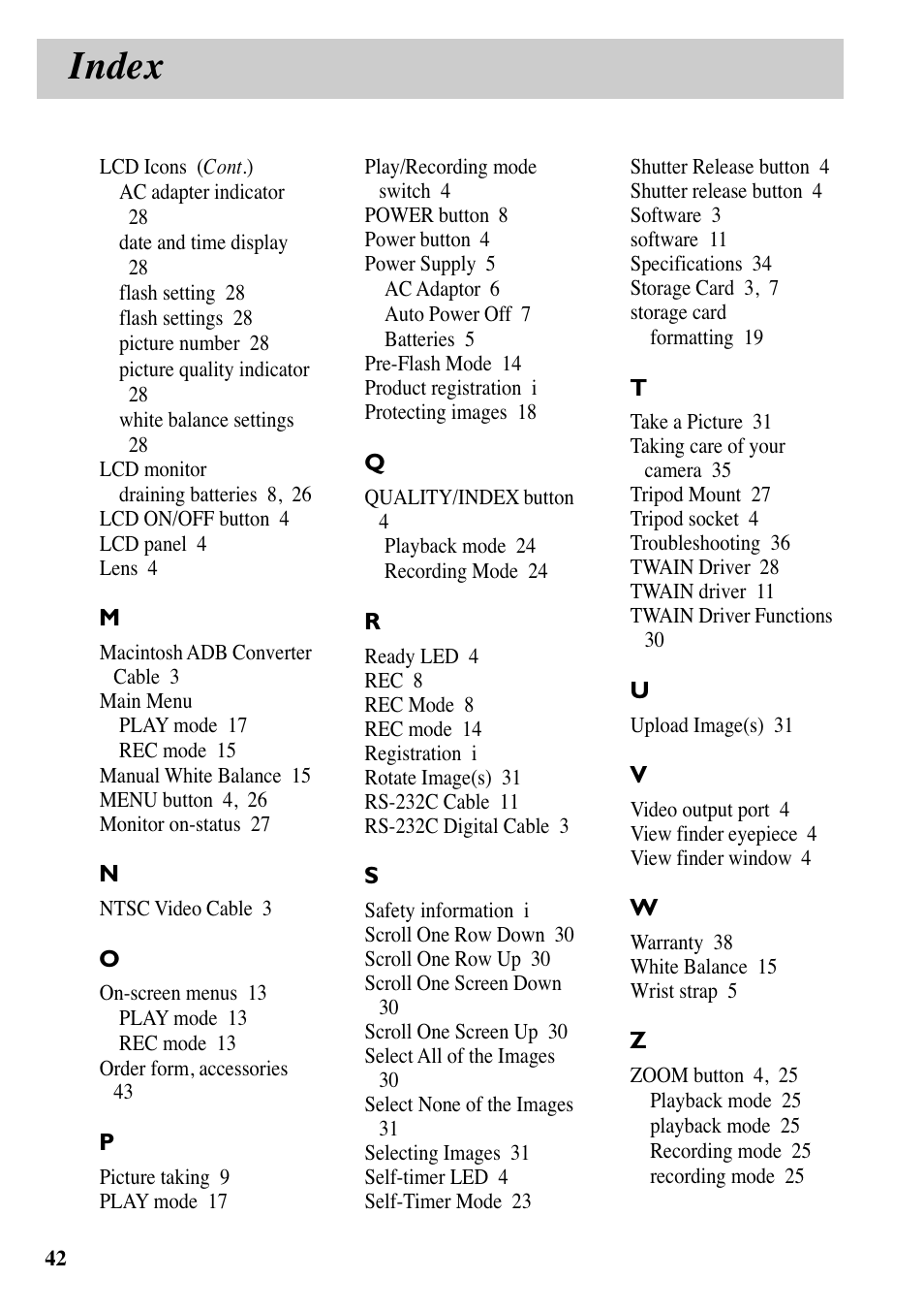 Index | RCA MACINTOSH CDS1000 User Manual | Page 46 / 50