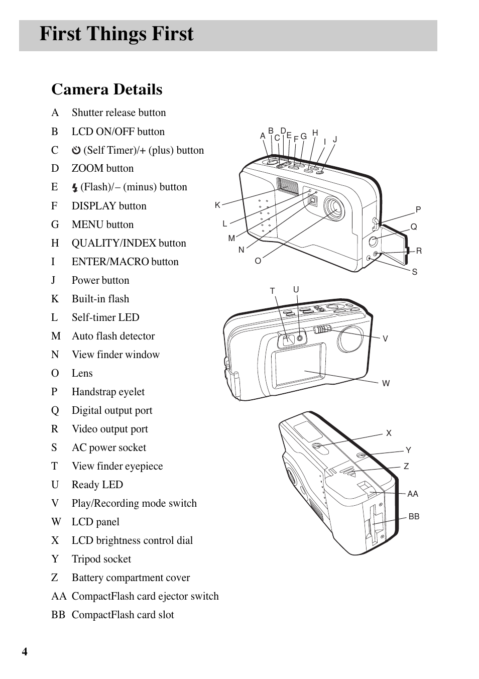 First things first, Camera details | RCA MACINTOSH CDS1000 User Manual | Page 8 / 50