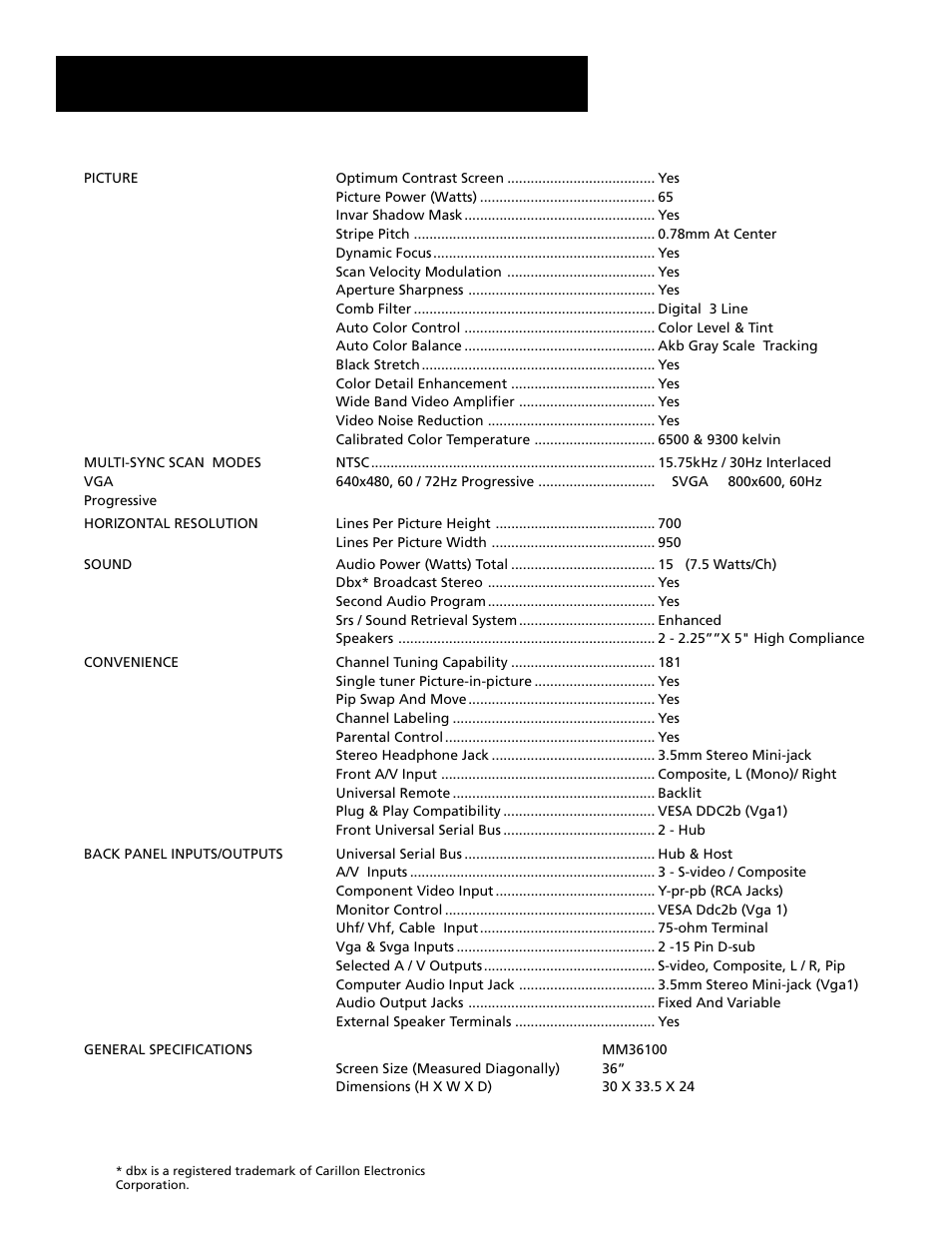 Rca multimedia monitor specifications, Reference | RCA MultiMedia Monitor User Manual | Page 54 / 64