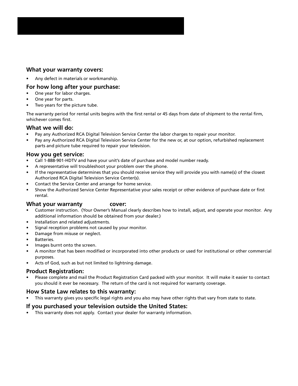 Rca multimedia monitor limited warranty, Reference | RCA MultiMedia Monitor User Manual | Page 57 / 64