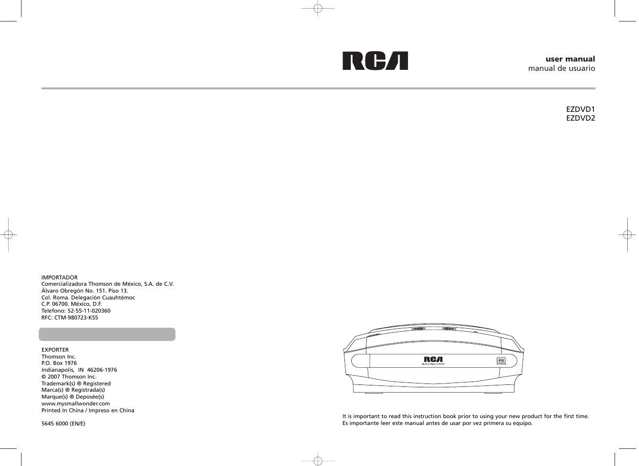 RCA EZDVD1 User Manual | 12 pages