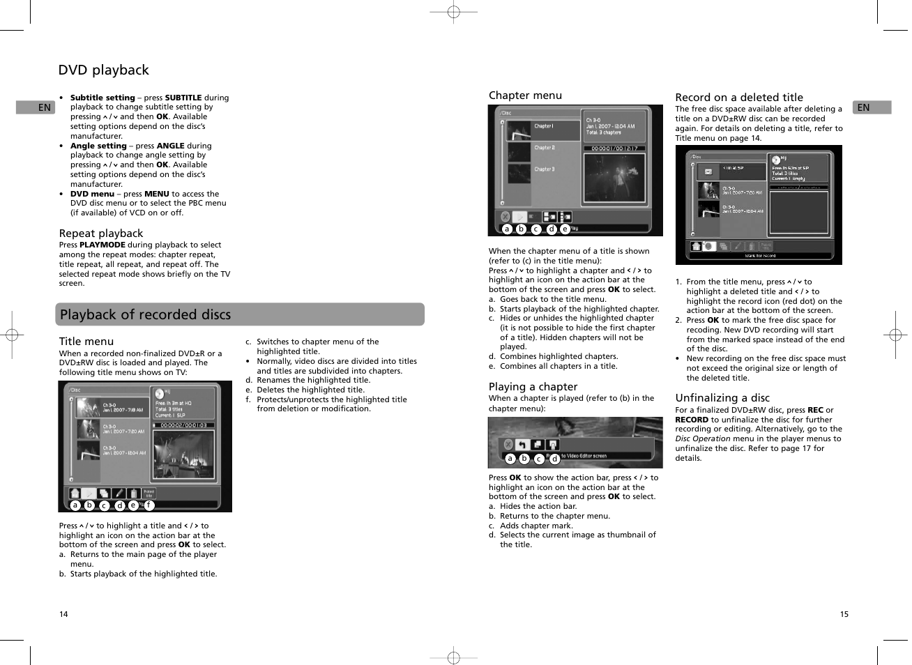 Dvd playback playback of recorded discs | RCA EZDVD1 User Manual | Page 8 / 12