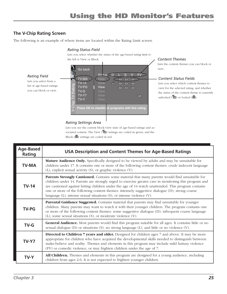 Using the hd monitor’s features | RCA D52W23 User Manual | Page 27 / 48