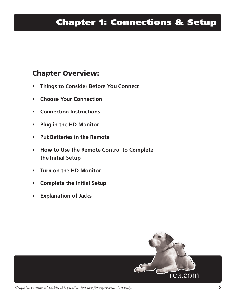 Chapter 1: connections and setup, Chapter 1: connections & setup, Chapter overview | RCA D52W23 User Manual | Page 7 / 48