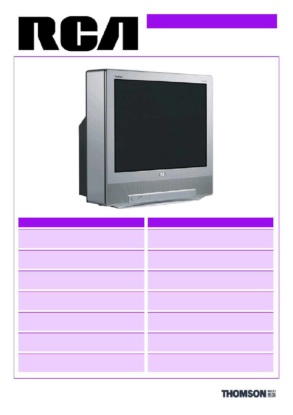 RCA TruFlat F27TF12 User Manual | 2 pages