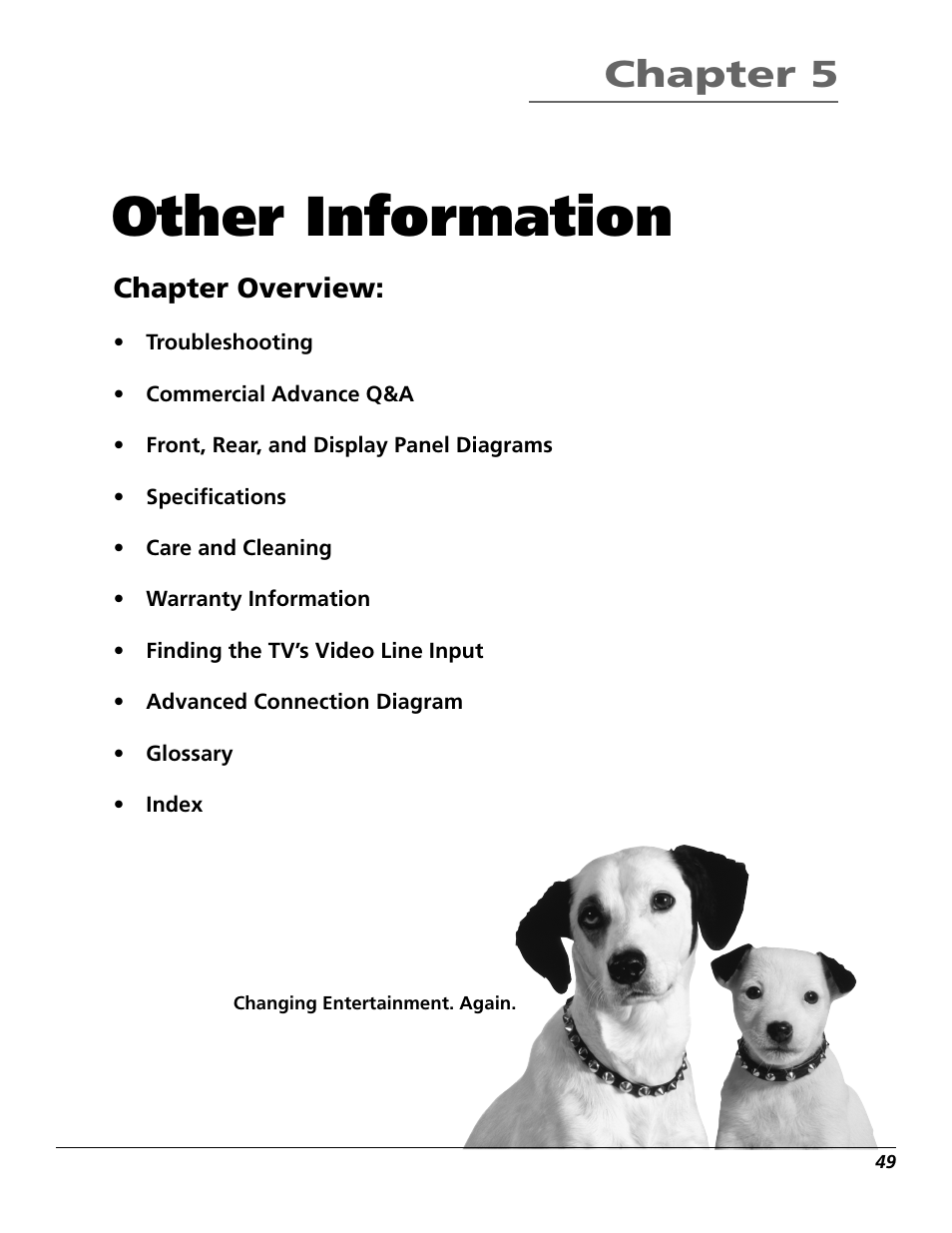 Other information, Chapter 5, Chapter overview | RCA VCR VR708HF User Manual | Page 51 / 68