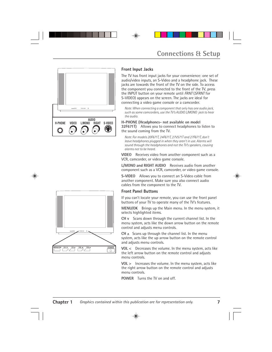 Connections & setup, Chapter 1 7 | RCA Alert Guard 24F671T User Manual | Page 11 / 64