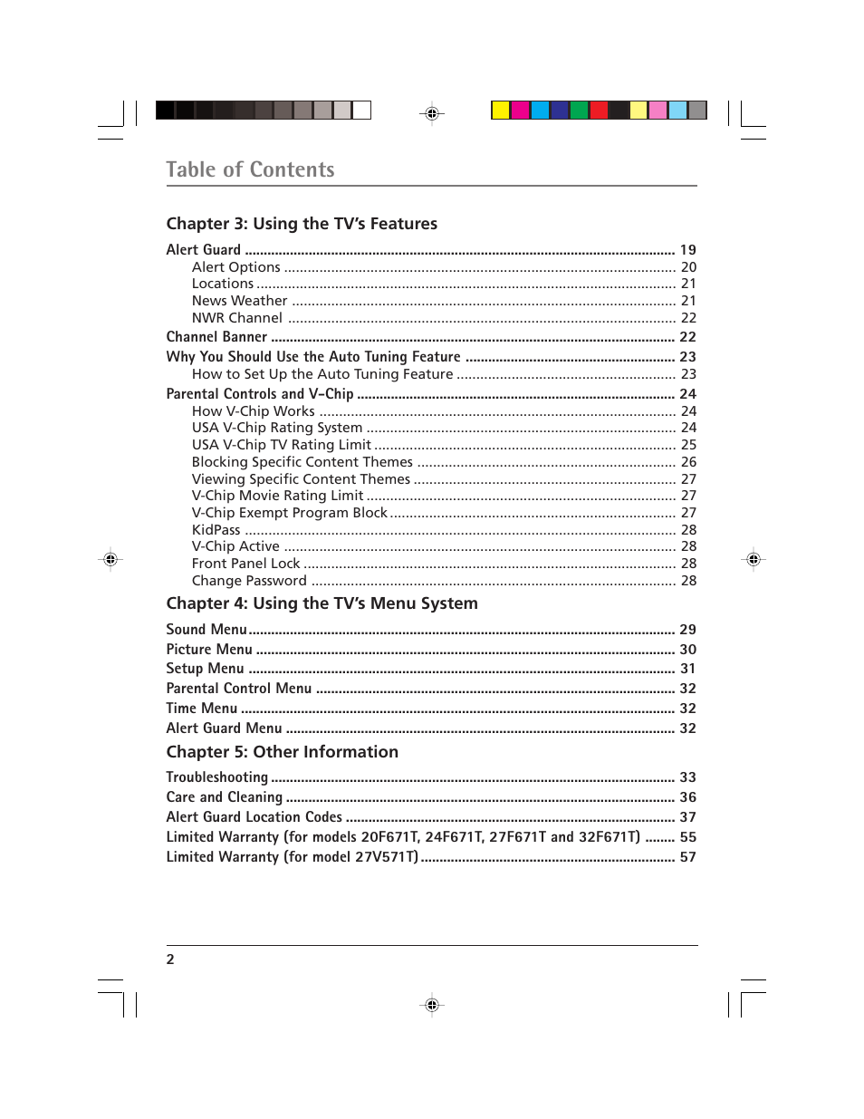 RCA Alert Guard 24F671T User Manual | Page 6 / 64