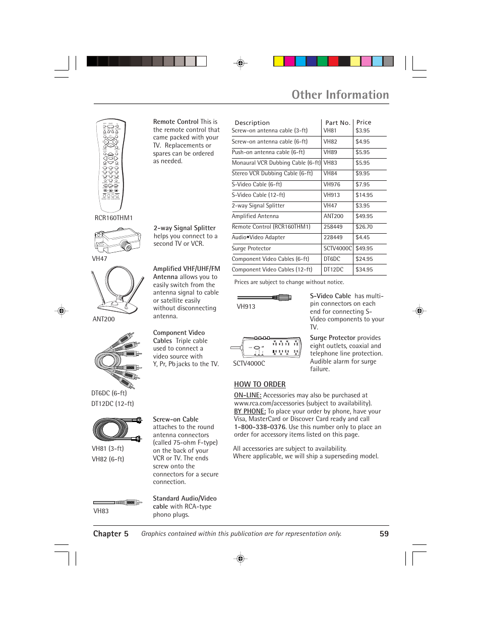 Other information, Chapter 5 59, How to order | Vh913 | RCA Alert Guard 24F671T User Manual | Page 63 / 64