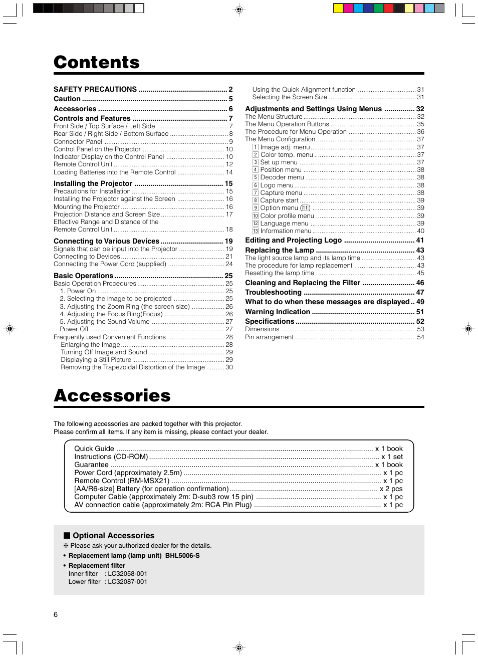 RCA DLA-SX21U User Manual | Page 6 / 58