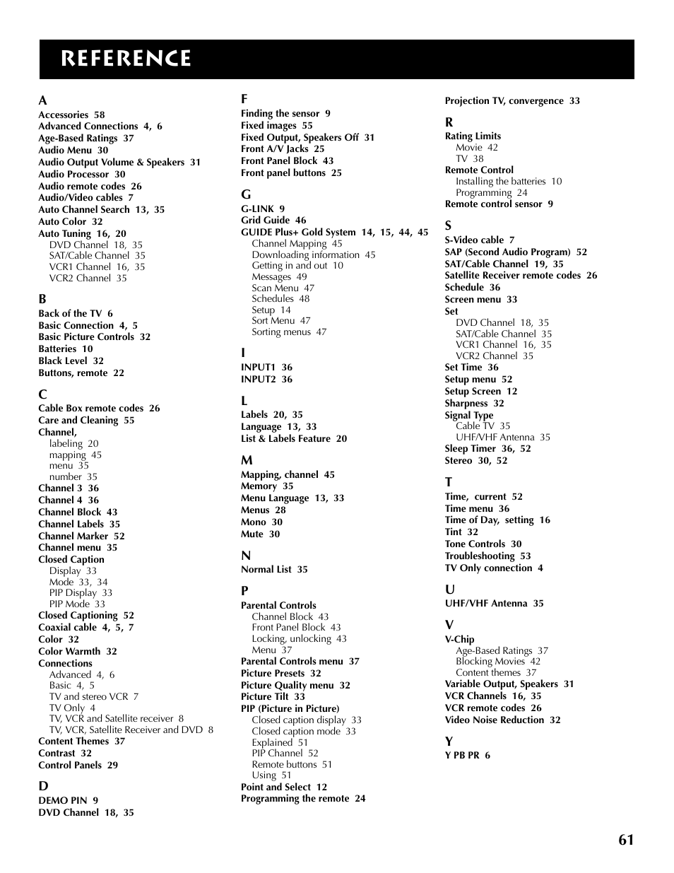 Reference | RCA F36715 User Manual | Page 63 / 64