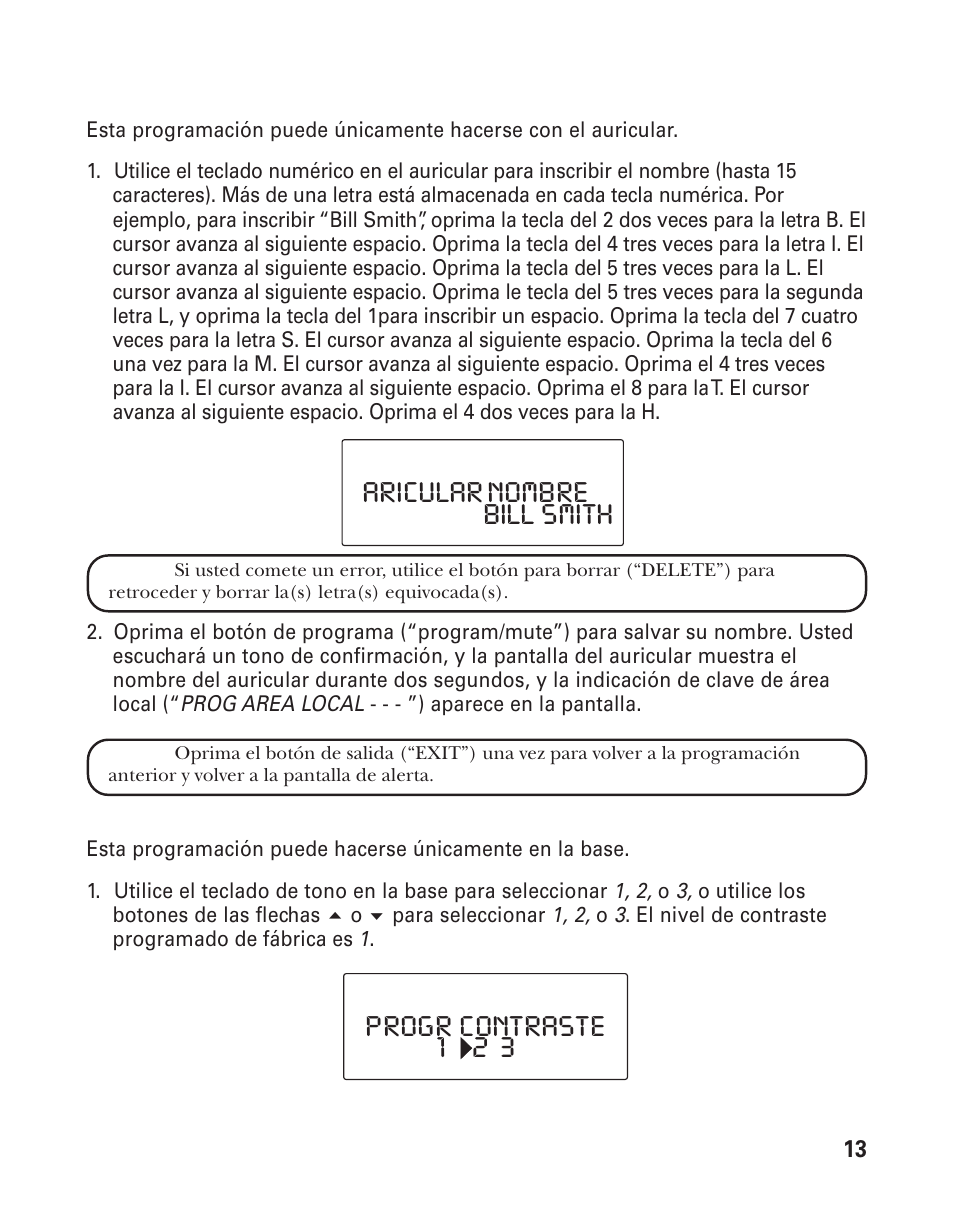 Aricular nombre bill smith progr contraste 1 2 3 | RCA 21015 User Manual | Page 67 / 108