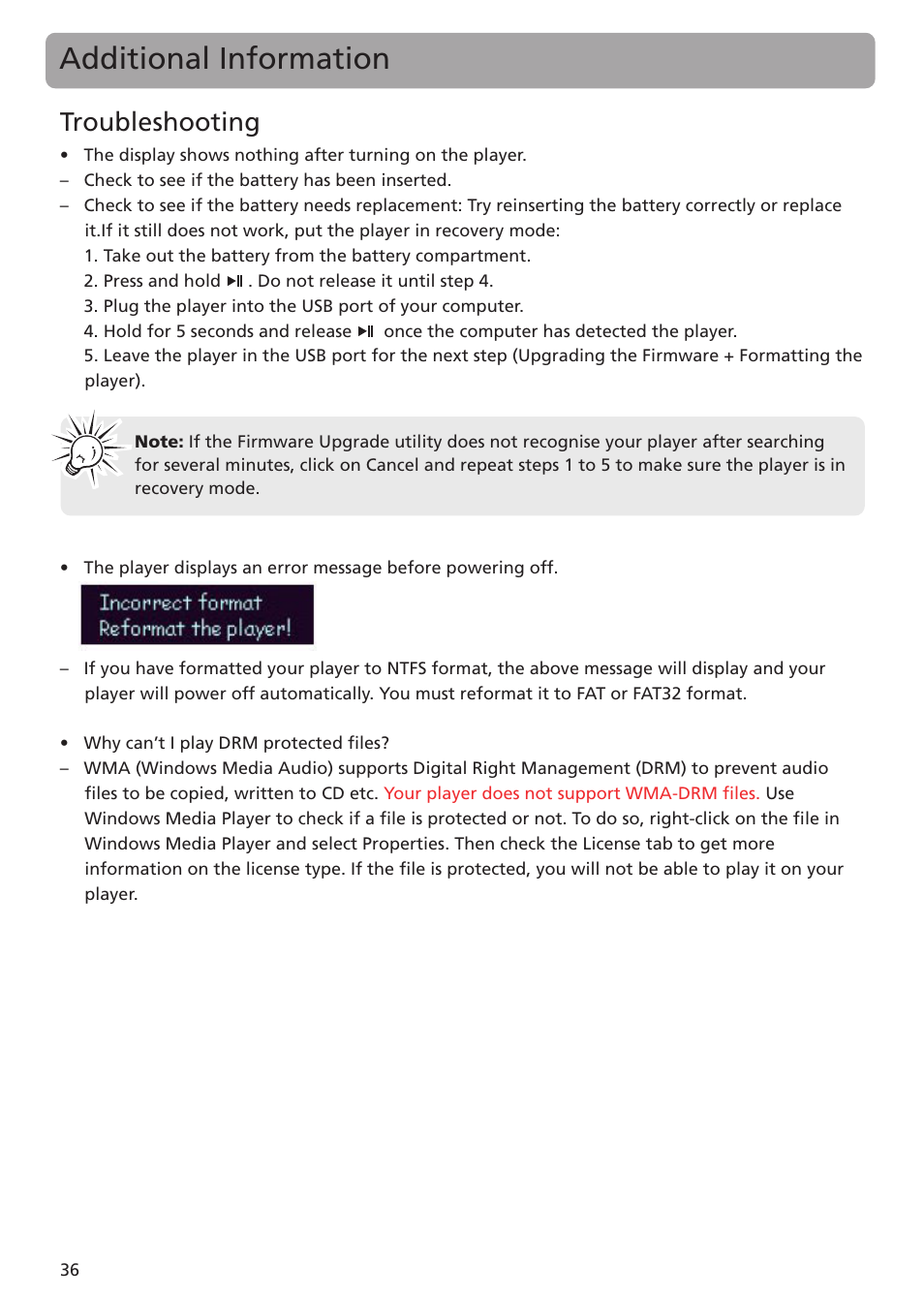 Troubleshooting, Additional information | RCA TC1401 User Manual | Page 36 / 40