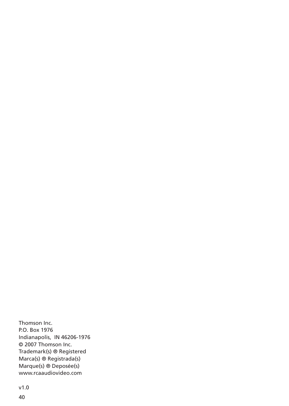 RCA TC1401 User Manual | Page 40 / 40