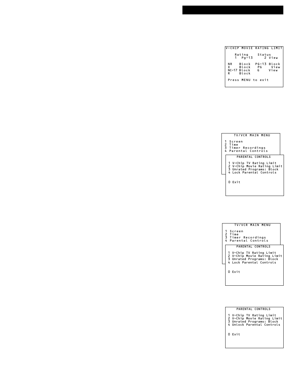 Viewing movie ratings, Blocking unrated tv programs, Lock/unlock parental controls | Using the tv/vcr features, 15 tv/vcr features | RCA TV/VCR COMBINATION User Manual | Page 17 / 42
