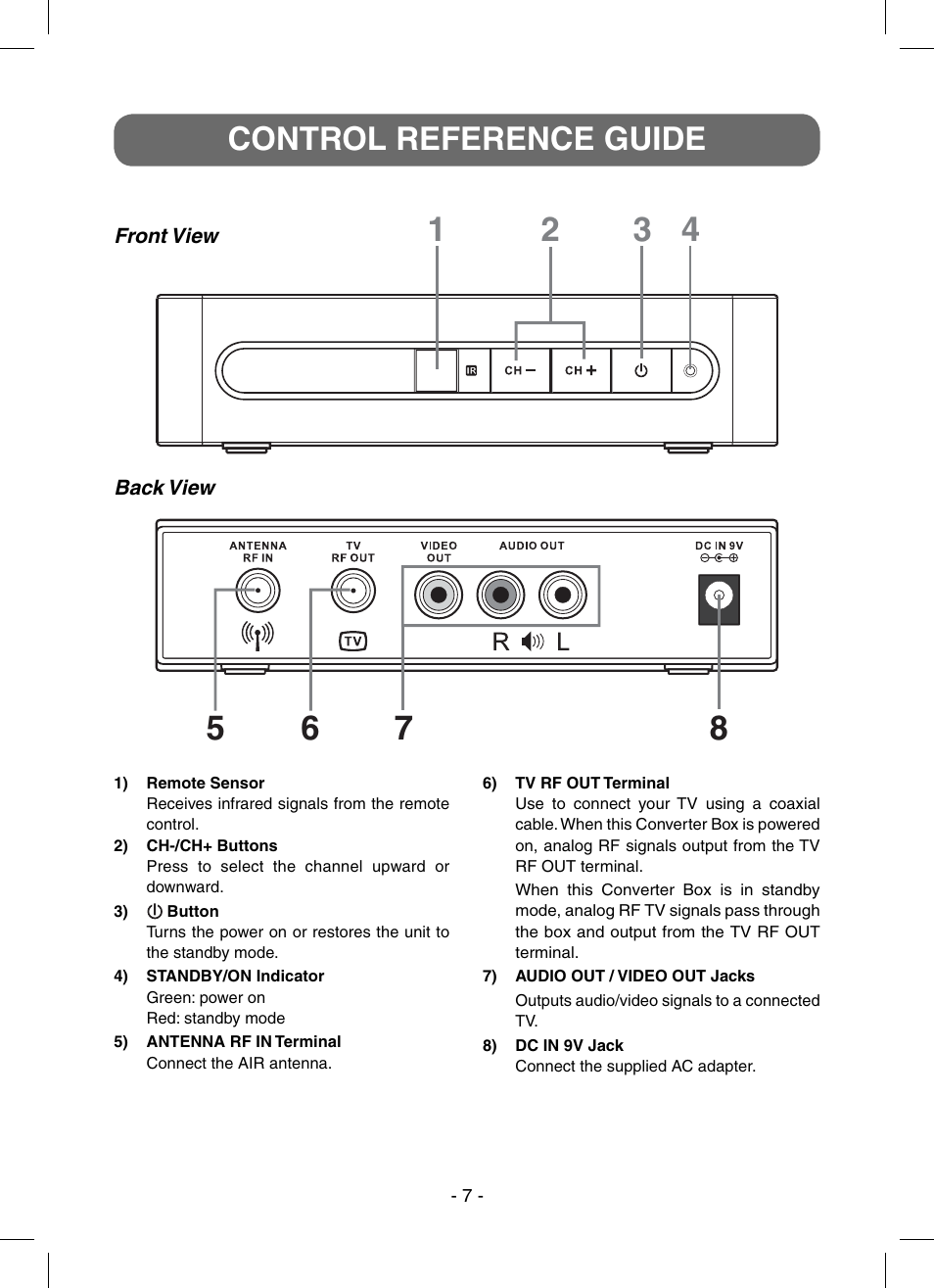 Control reference guide | RCA STB7766C User Manual | Page 8 / 20