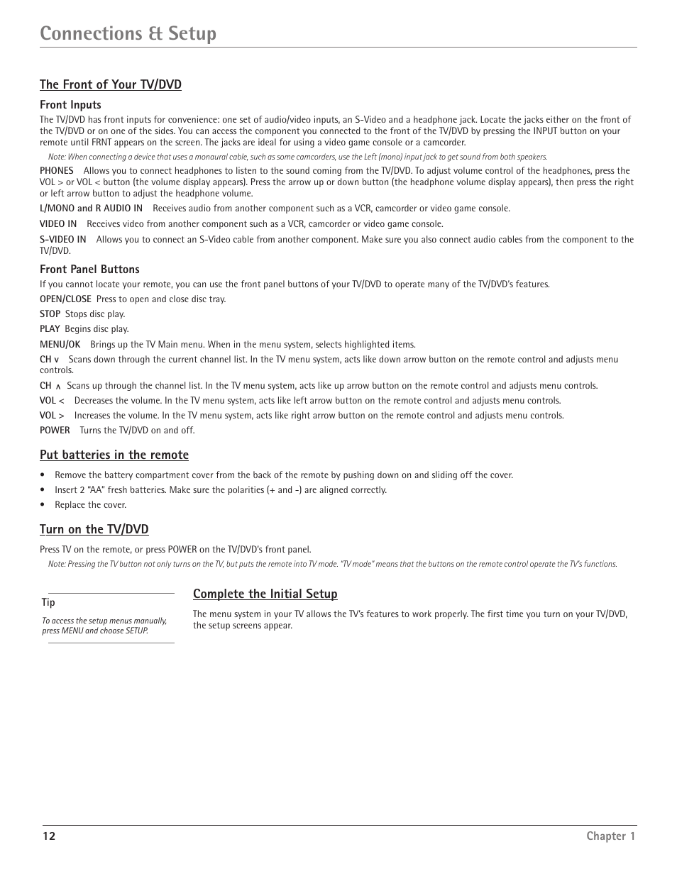 Connections & setup | RCA HDTV/DVD Monitor User Manual | Page 14 / 48