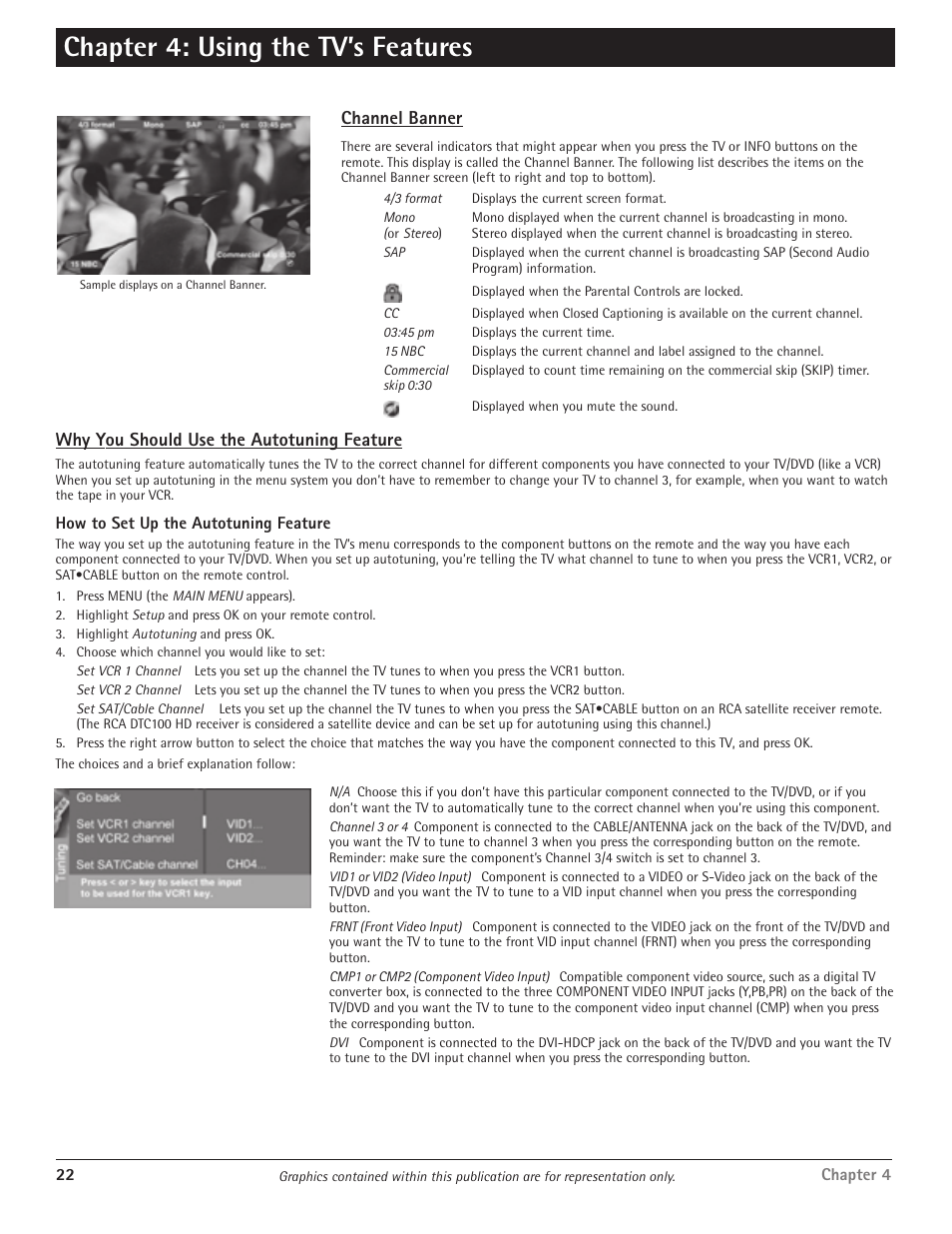 Chapter 4: using the tv’s features | RCA HDTV/DVD Monitor User Manual | Page 24 / 48