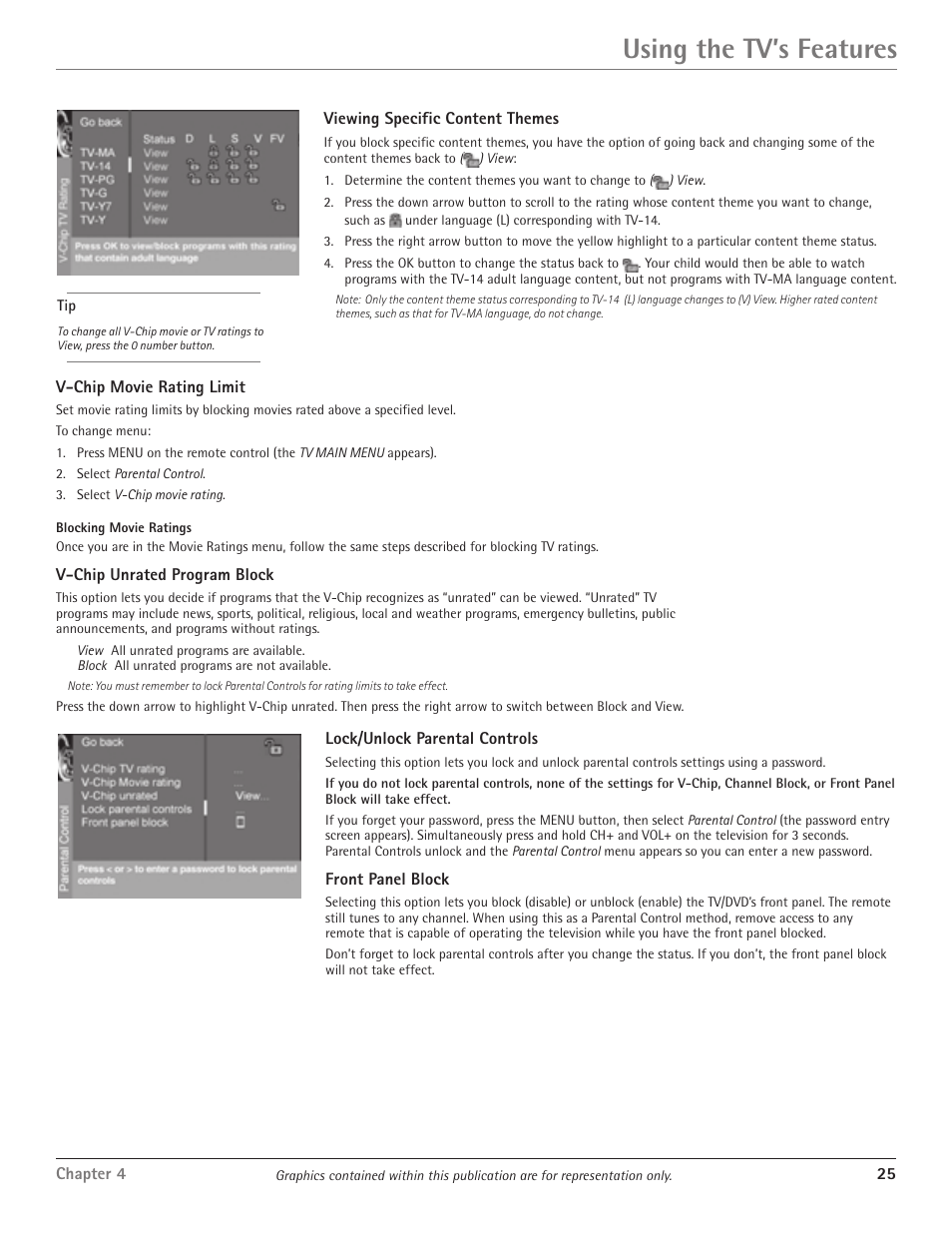 Using the tv’s features | RCA HDTV/DVD Monitor User Manual | Page 27 / 48