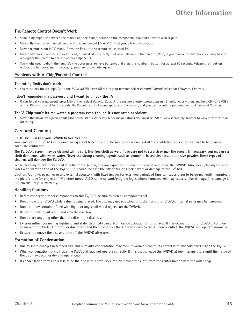 Other information, Care and cleaning | RCA HDTV/DVD Monitor User Manual | Page 45 / 48