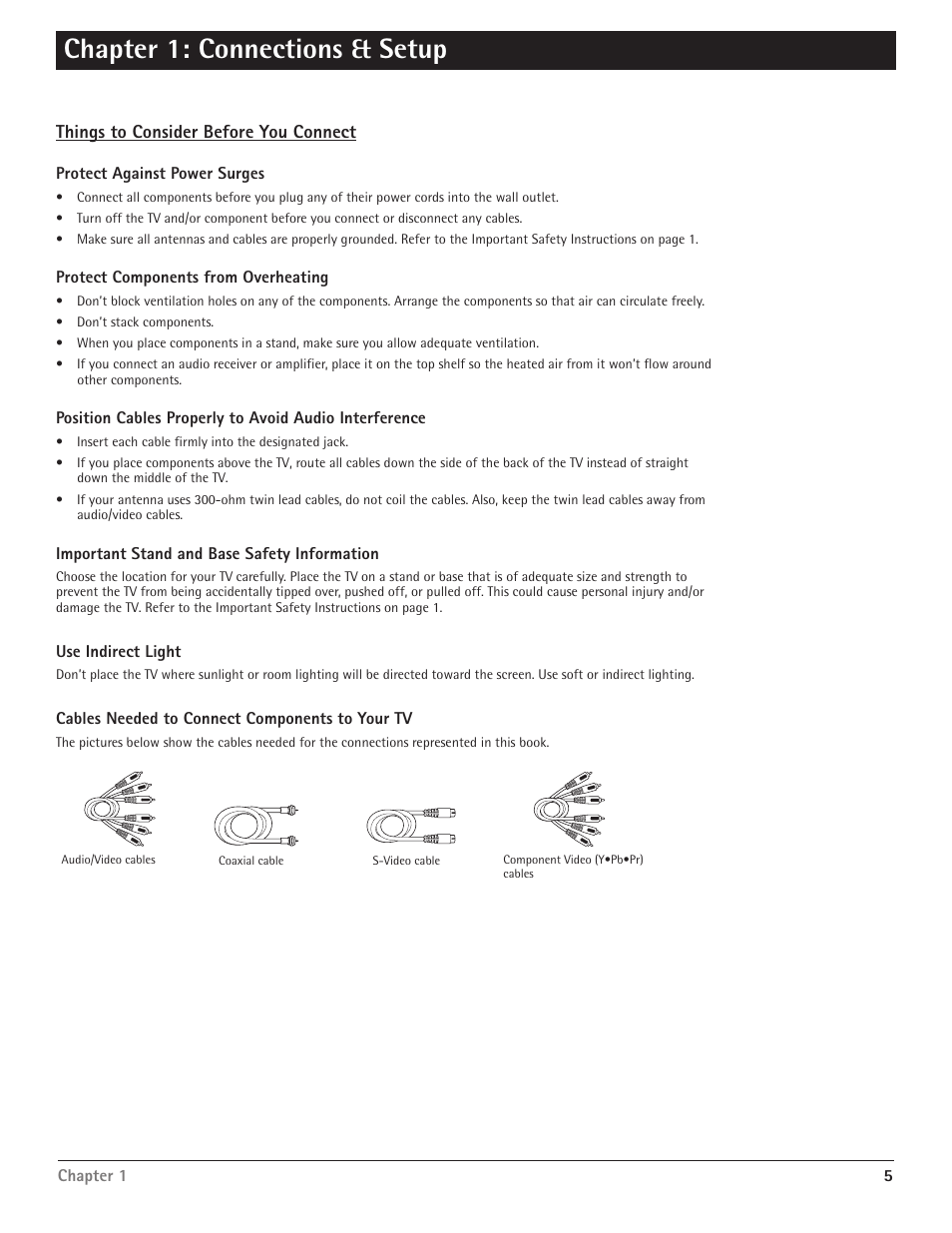 Chapter 1: connections & setup | RCA HDTV/DVD Monitor User Manual | Page 7 / 48