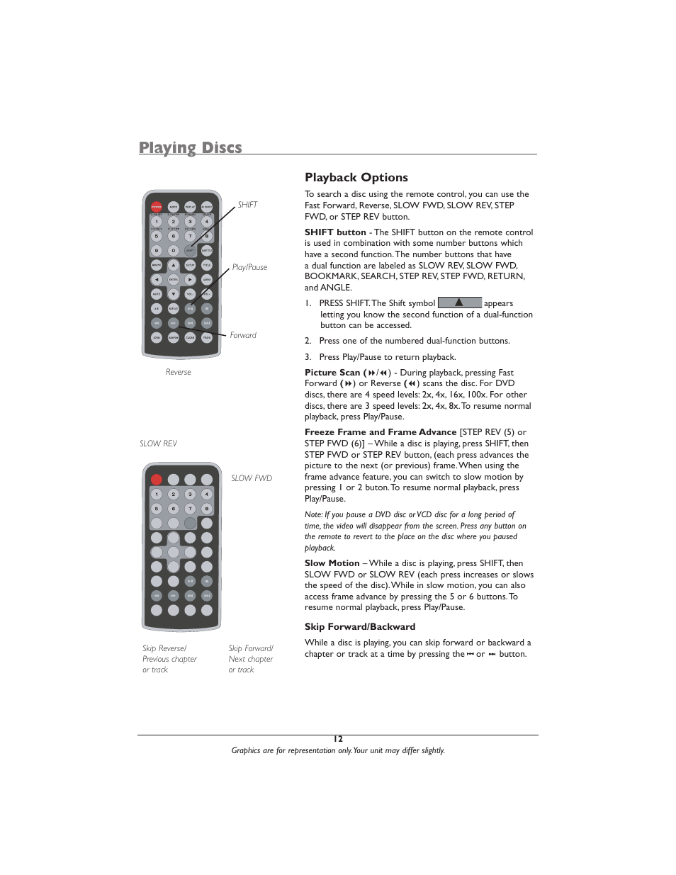Playing discs, Playback options | RCA DRC616N User Manual | Page 14 / 40