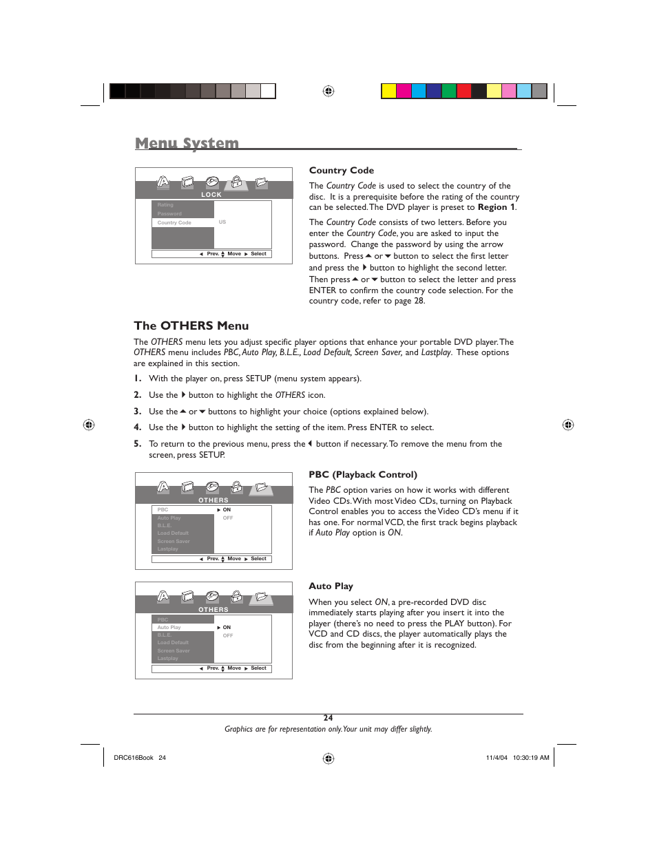 Menu system, The others menu | RCA DRC616N User Manual | Page 26 / 40