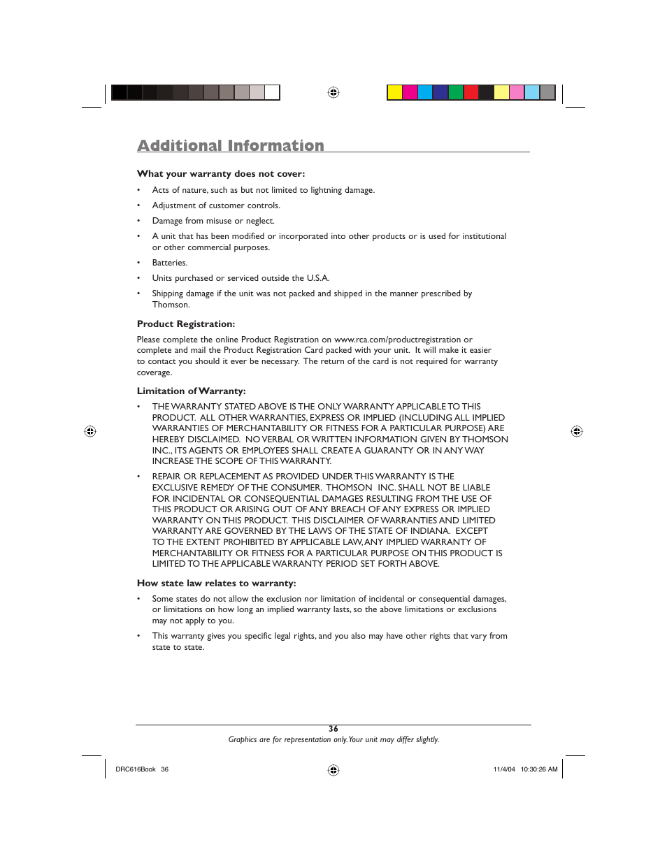Additional information | RCA DRC616N User Manual | Page 38 / 40