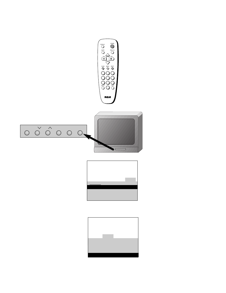 Quick guide to your tv, Startup, Set the time | Turn on the tv, 21 am 13 | RCA M20303BL User Manual | Page 5 / 20