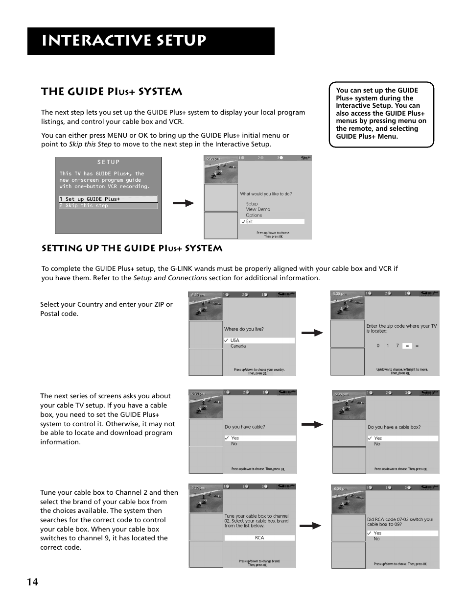 Interactive setup, The guide pi, System | RCA P52960 User Manual | Page 16 / 64