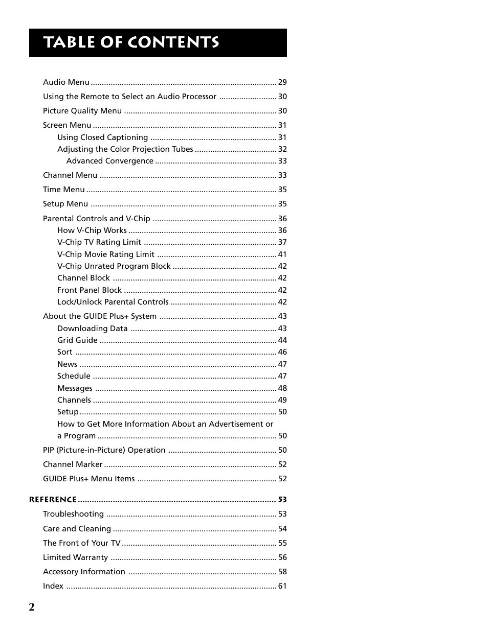 RCA P52960 User Manual | Page 4 / 64