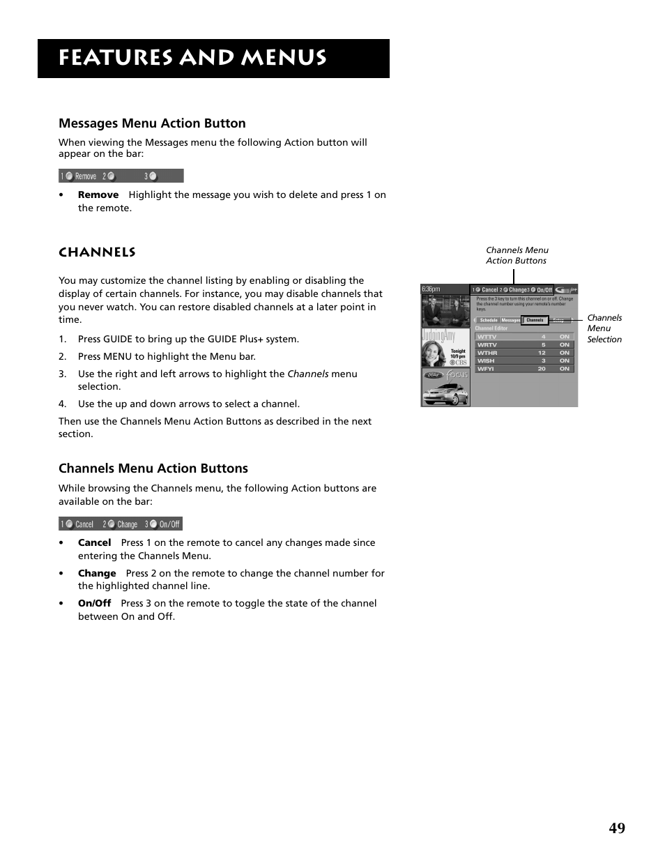 Features and menus | RCA P52960 User Manual | Page 51 / 64