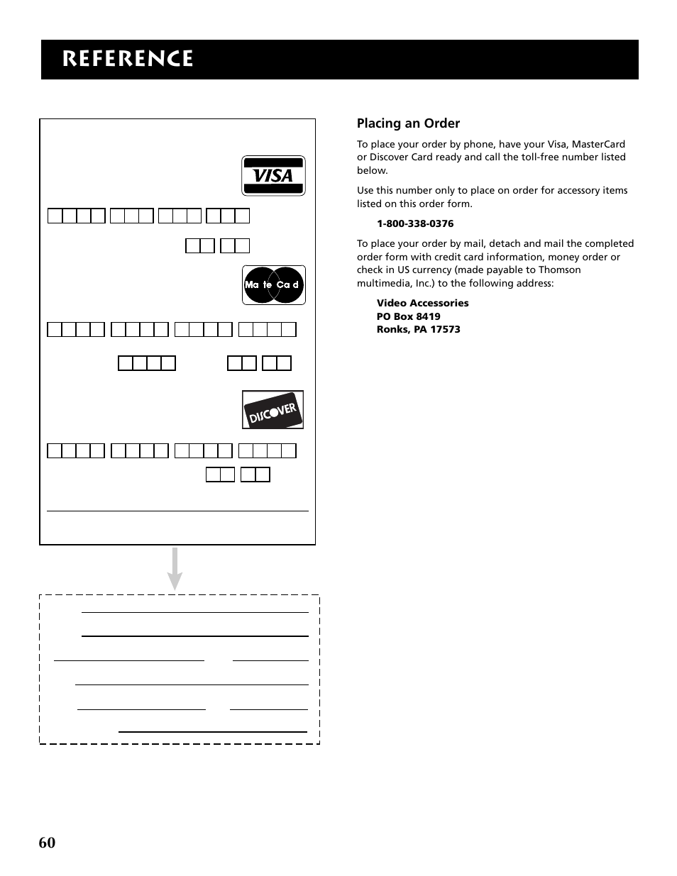 Reference, Placing an order | RCA P52960 User Manual | Page 62 / 64