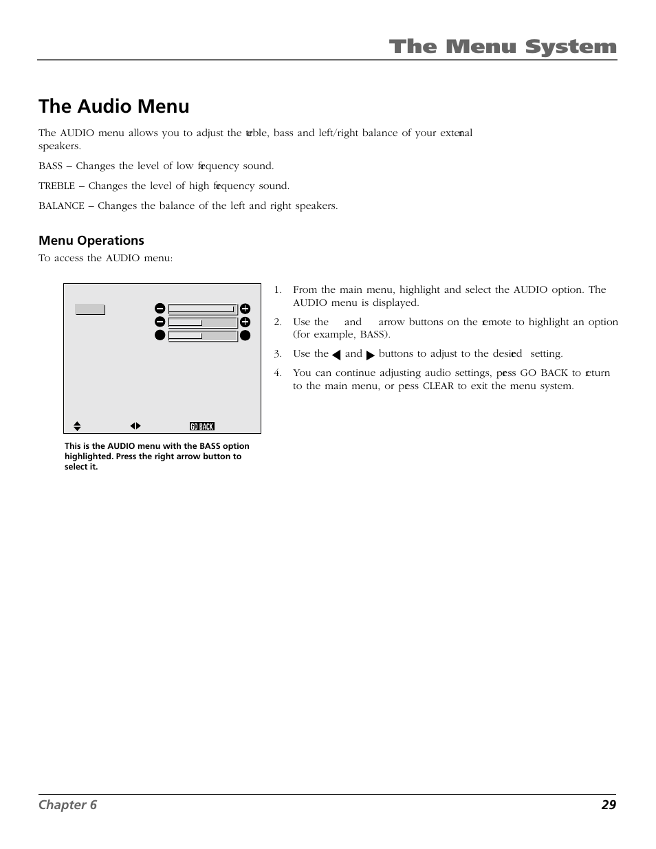 The menu system the audio menu | RCA Scenium PHD50300 User Manual | Page 31 / 62