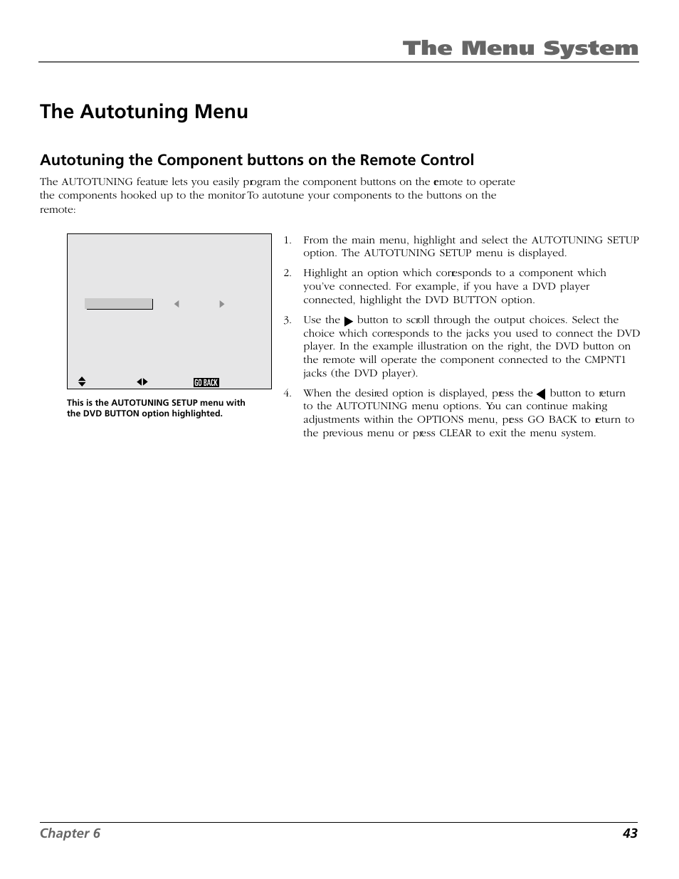 The menu system the autotuning menu | RCA Scenium PHD50300 User Manual | Page 45 / 62