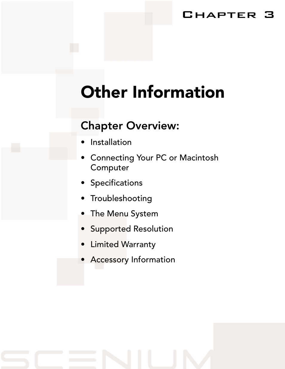 Other information, Chapter 3, Chapter overview | RCA Scenium PHD50300 User Manual | Page 47 / 62