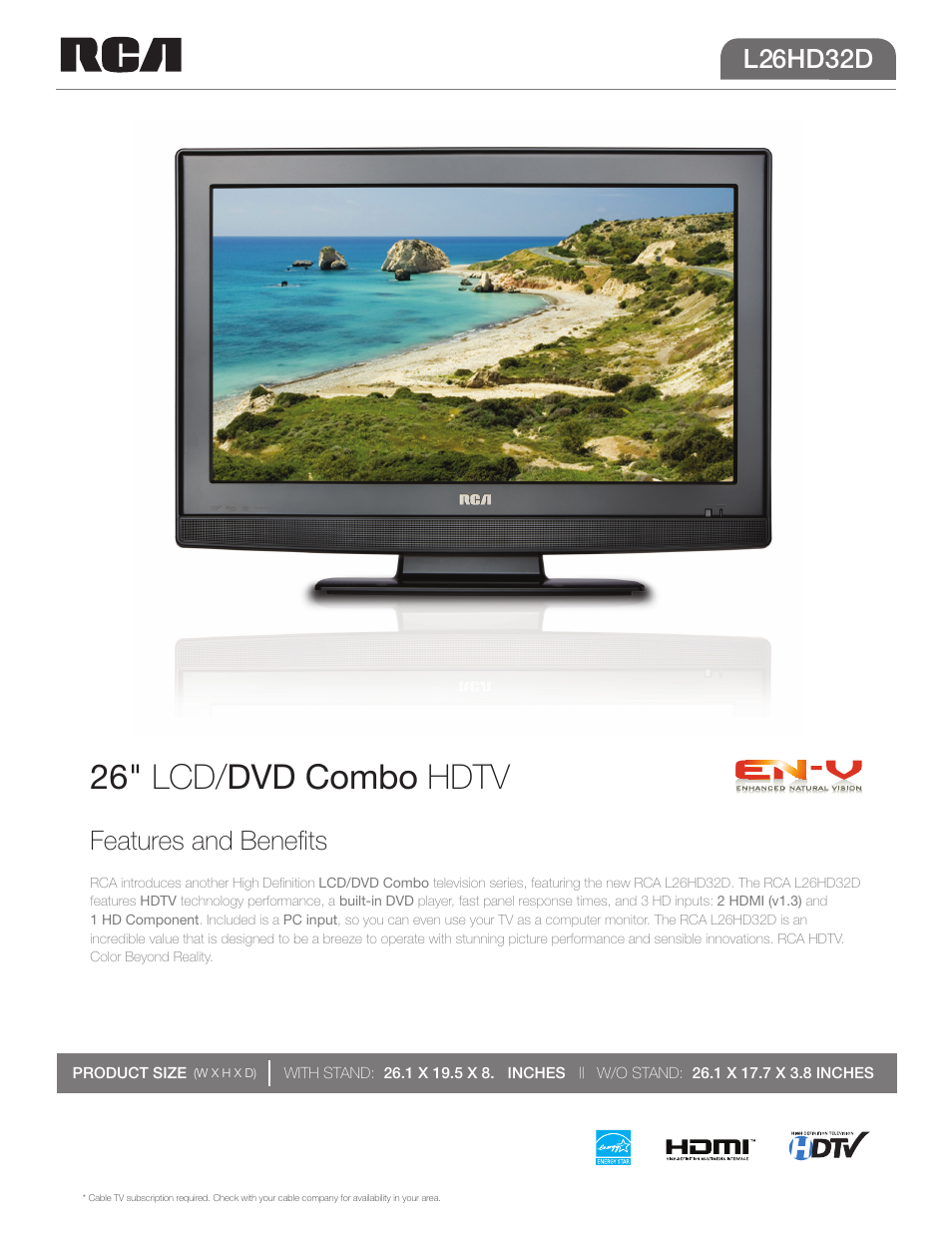 RCA L26HD32D User Manual | 2 pages