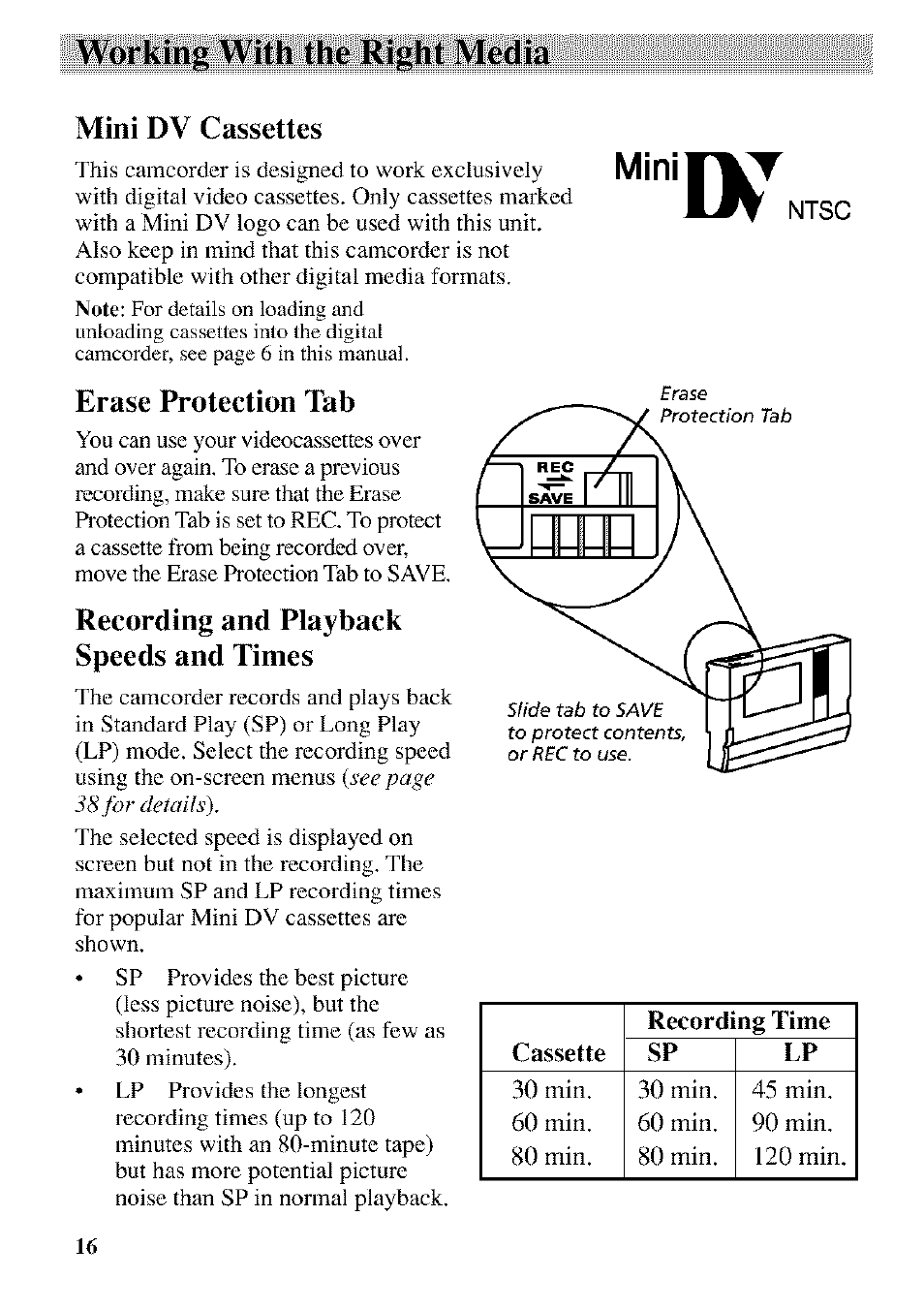 Mini, Working with the right media | RCA CC9370 User Manual | Page 18 / 84