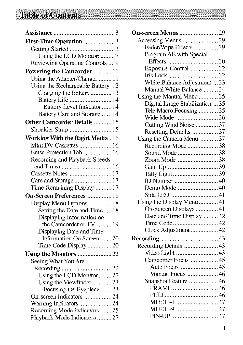 I'able of contents | RCA CC9370 User Manual | Page 3 / 84