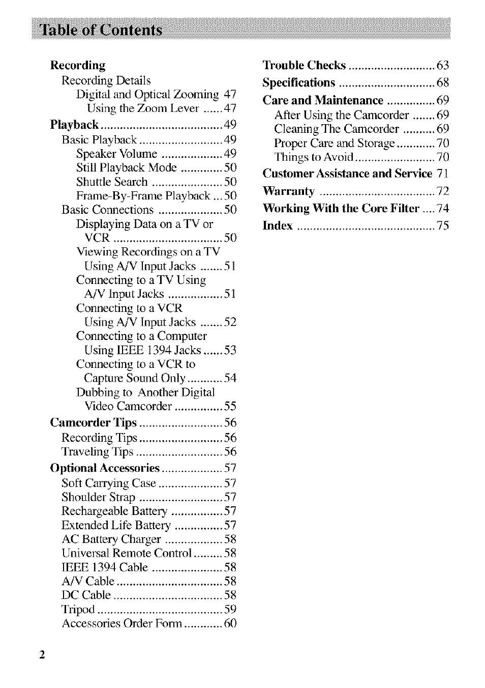 I'able of contents | RCA CC9370 User Manual | Page 4 / 84