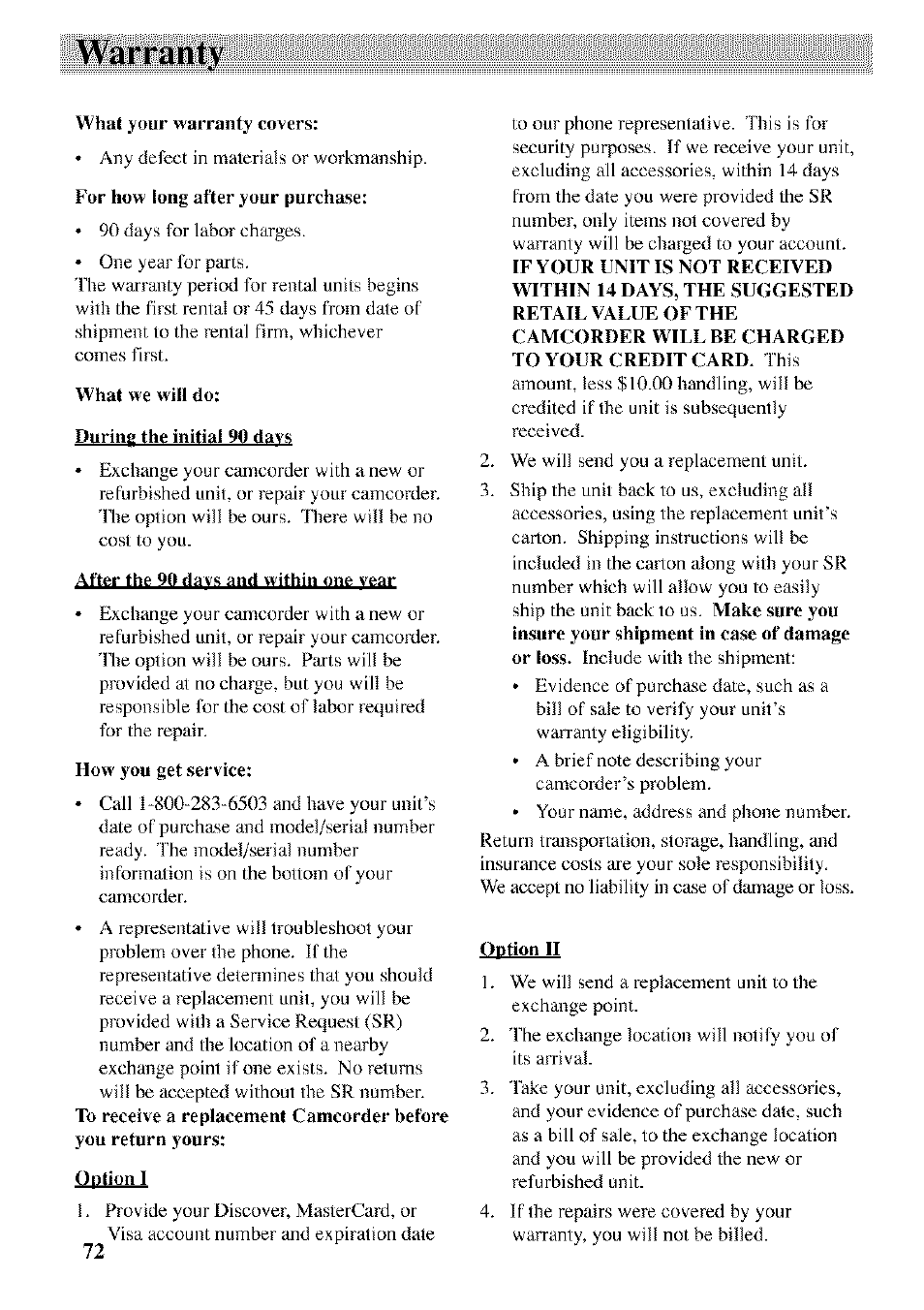 Warranty | RCA CC9370 User Manual | Page 74 / 84